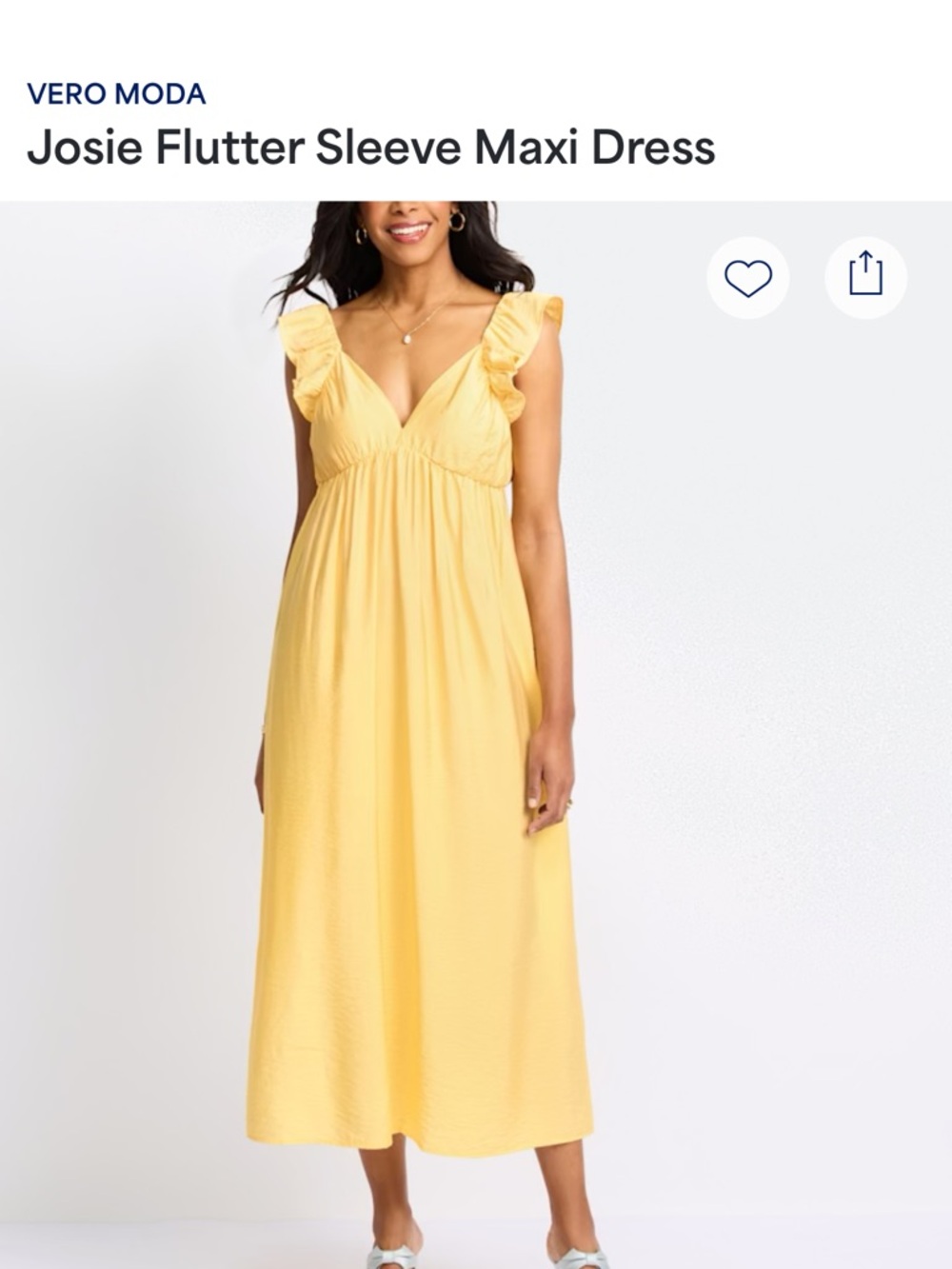 Vero Moda Yellow Ruffle Maxi Dress - Picture 2 of 3